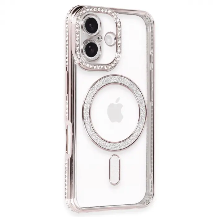 Apple İphone 16 Kılıf Joke Simli Magneticsafe Kılıf - Pembe