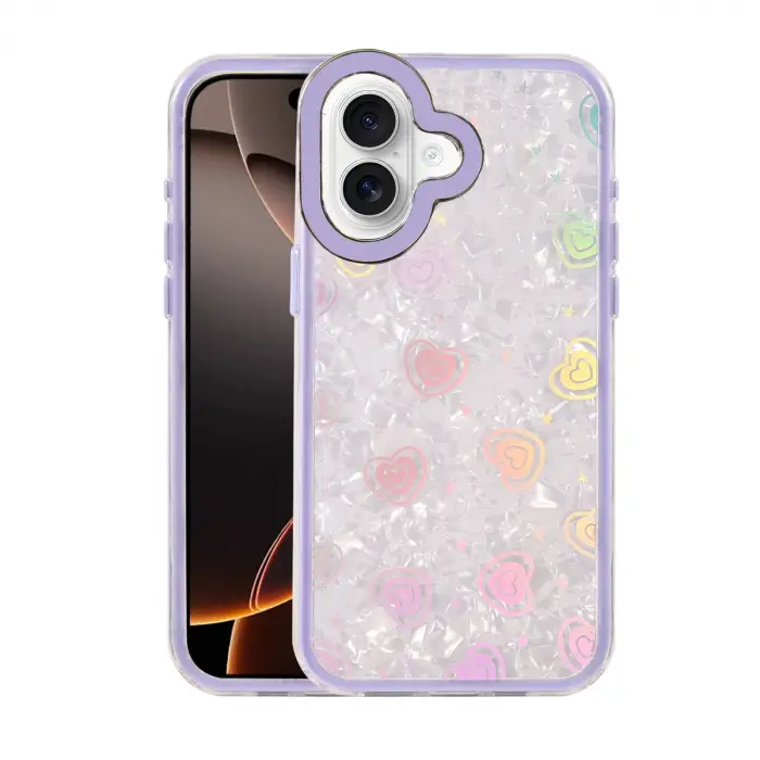 Apple İphone 16 Lumi Desenli Kapak - Mor
