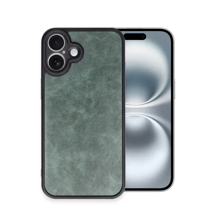 Apple İphone 16 Plus Kılıf Aras Deri Kapak - Koyu Yeşil