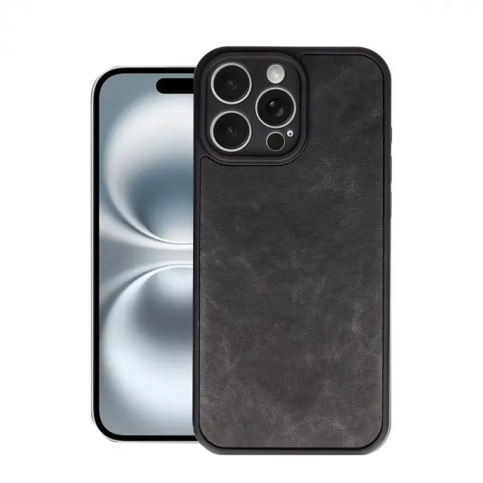 Apple İphone 16 Pro Kılıf Aras Deri Kapak - Siyah