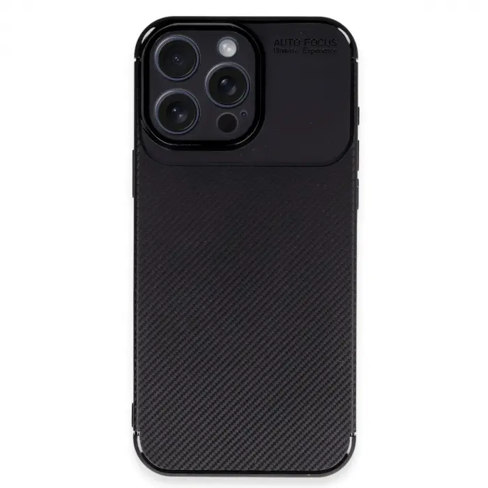 Apple İphone 16 Pro Max Kılıf Auto Focus Karbon Kapak - Siyah