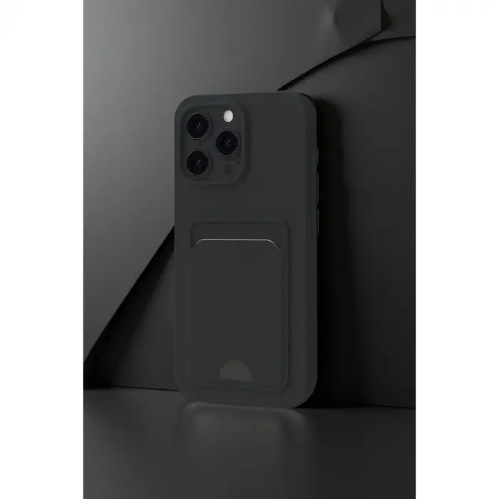 Apple İphone 16 Pro Max Kılıf Kelvin Kartvizitli Silikon - Siyah