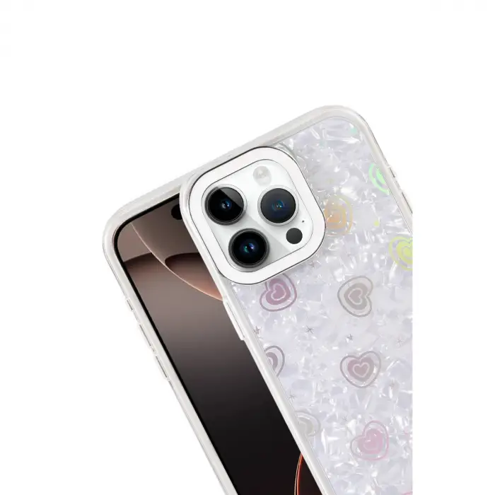 Apple İphone 16 Pro Max Lumi Desenli Kapak - Beyaz