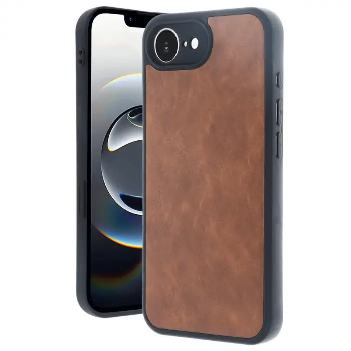 Apple İphone 16e Kılıf Aras Deri Kapak - Taba