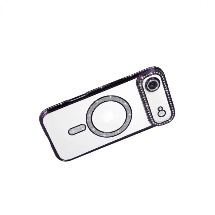 Apple İphone 17 Air Joke Simli Magneticsafe Kılıf - Derin Mor