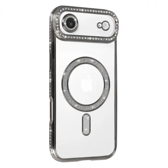 Apple İphone 17 Air Joke Simli Magneticsafe Kılıf - Gümüş