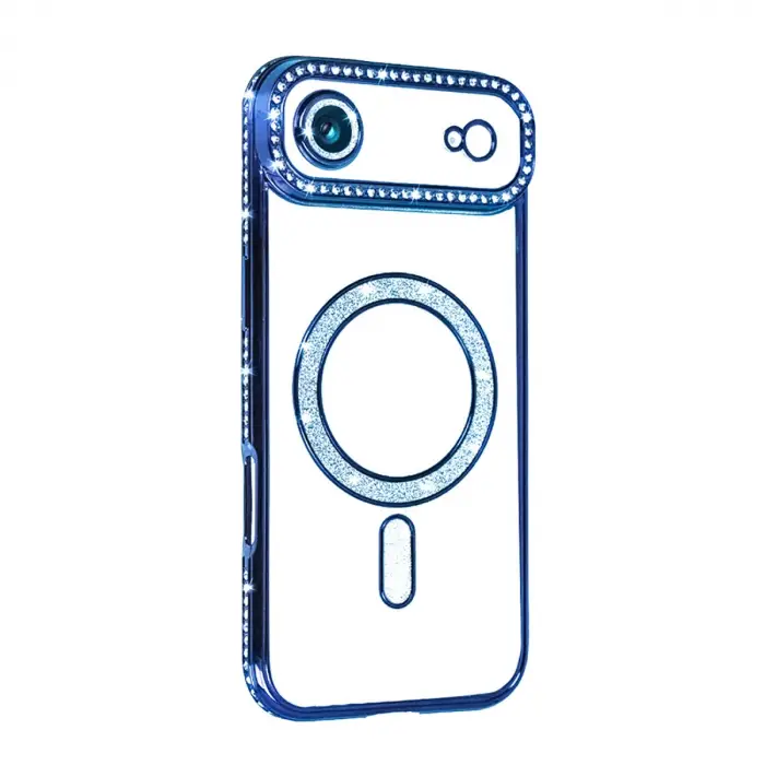 Apple İphone 17 Air Joke Simli Magneticsafe Kılıf - Mavi