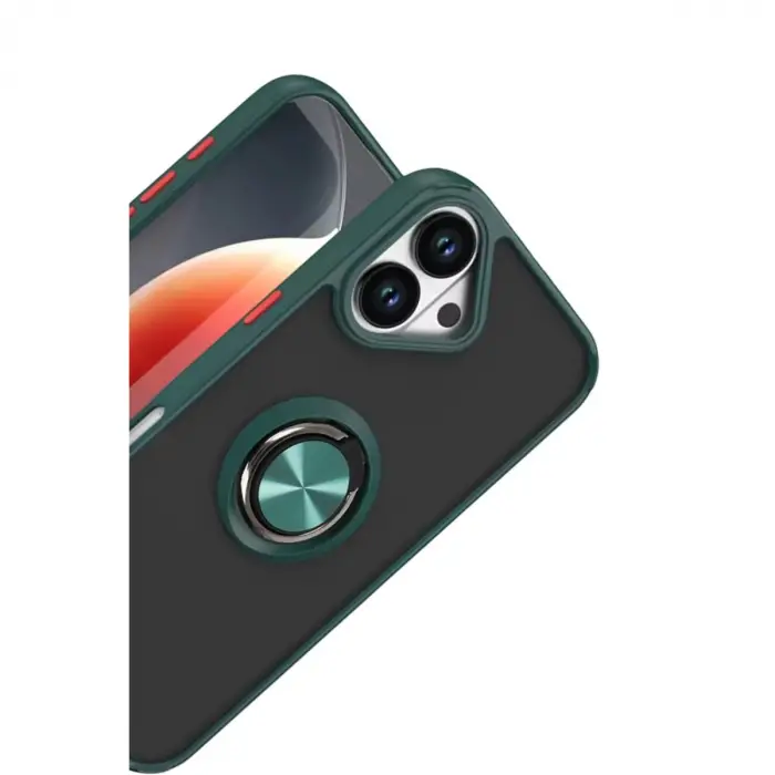 Apple İphone 17 Montreal Yüzüklü Silikon Kapak - Yeşil