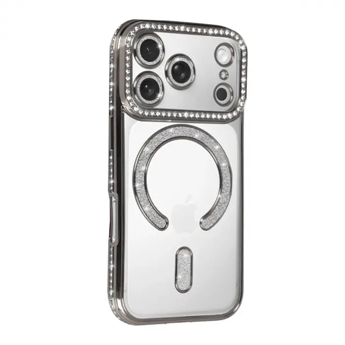 Apple İphone 17 Pro Joke Simli Magneticsafe Kılıf - Gümüş