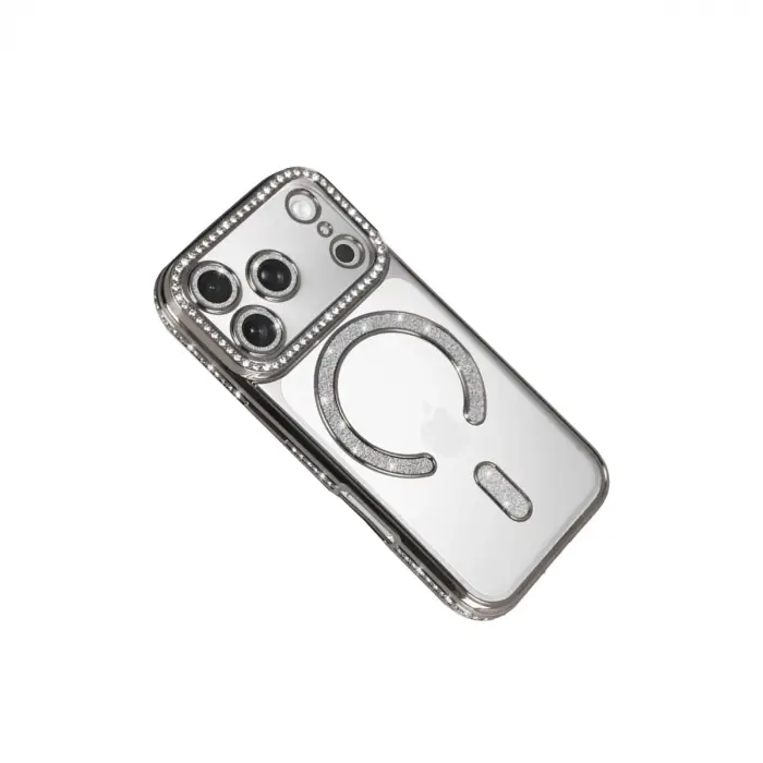 Apple İphone 17 Pro Joke Simli Magneticsafe Kılıf - Gümüş