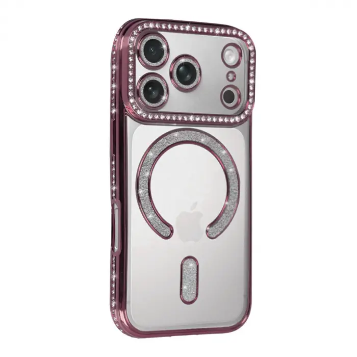 Apple İphone 17 Pro Joke Simli Magneticsafe Kılıf - Pembe