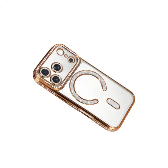 Apple İphone 17 Pro Joke Simli Magneticsafe Kılıf - Turuncu