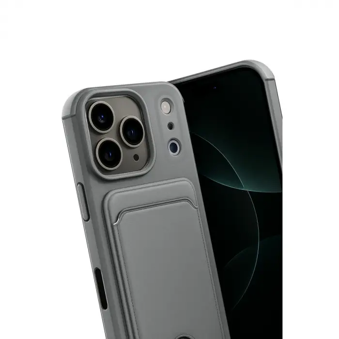 Apple İphone 17 Pro Kelvin Kartvizitli Silikon - Gri