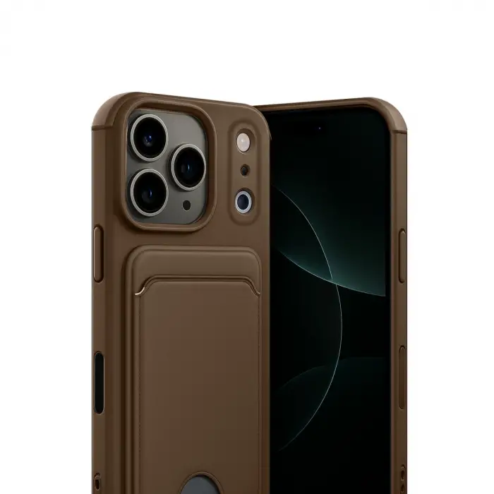 Apple İphone 17 Pro Kelvin Kartvizitli Silikon - Kahverengi