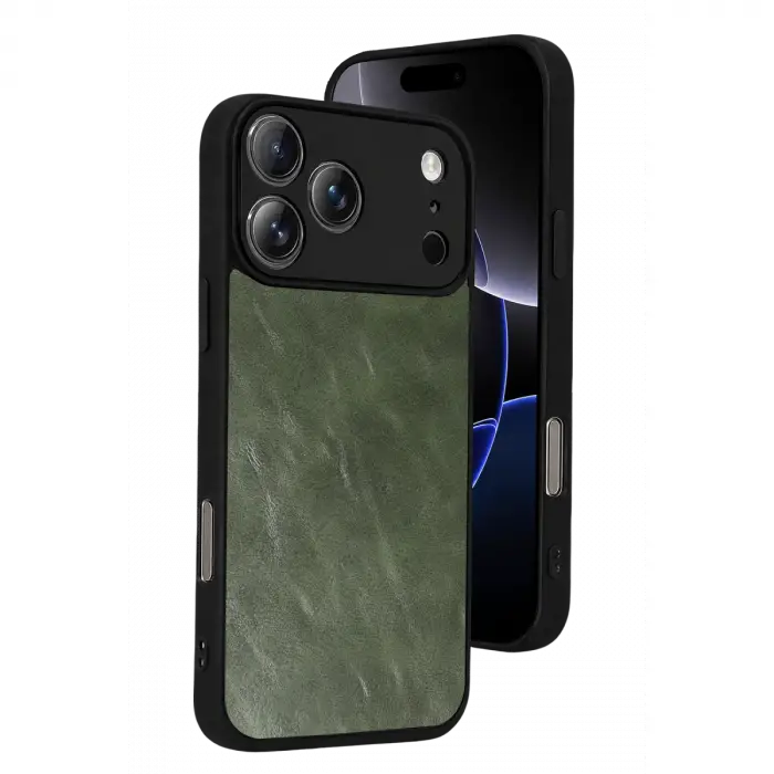 Apple İphone 17 Pro Max Aras Deri Kapak - Yeşil