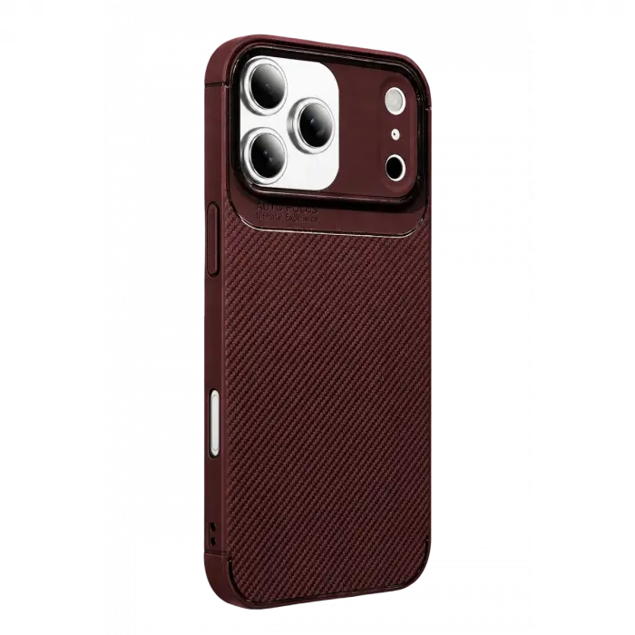 Apple İphone 17 Pro Max Auto Focus Karbon Kapak - Bordo