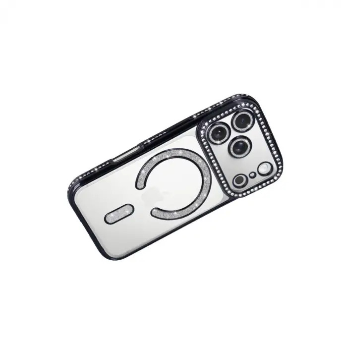 Apple İphone 17 Pro Max Joke Simli Magneticsafe Kılıf - Siyah