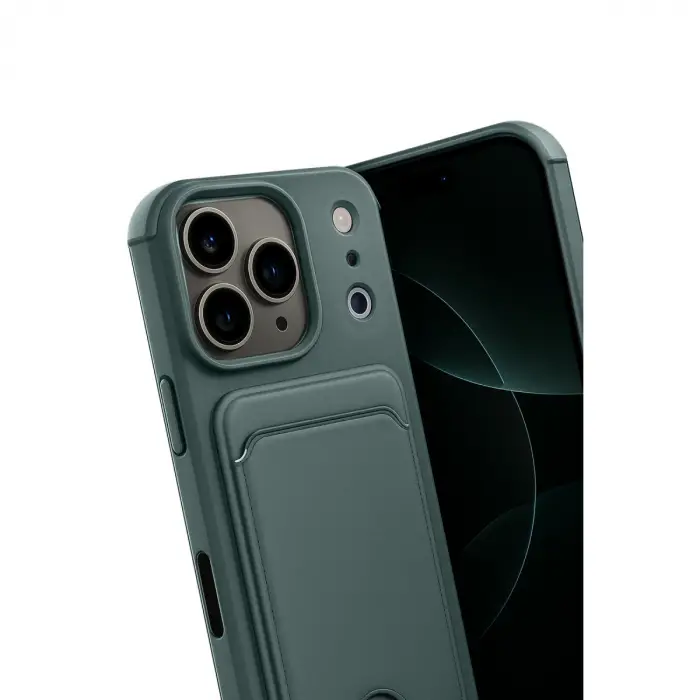 Apple İphone 17 Pro Max Kelvin Kartvizitli Silikon - Koyu Yeşil