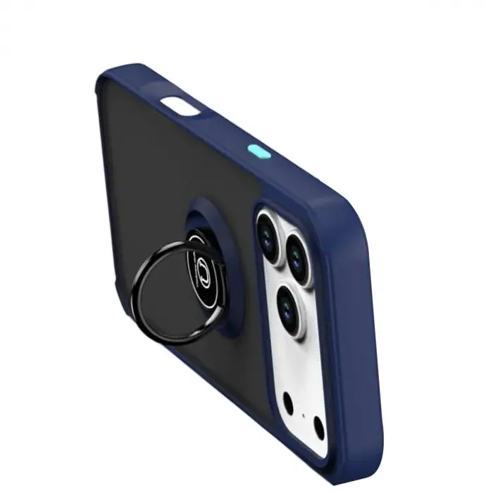 Apple İphone 17 Pro Max Montreal Yüzüklü Silikon Kapak - Lacivert