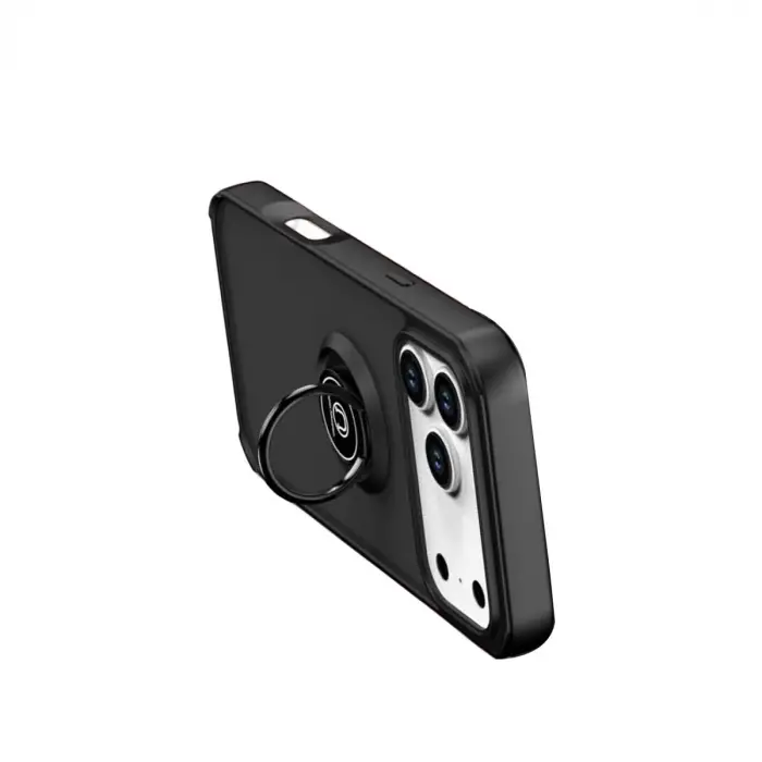 Apple İphone 17 Pro Max Montreal Yüzüklü Silikon Kapak - Siyah