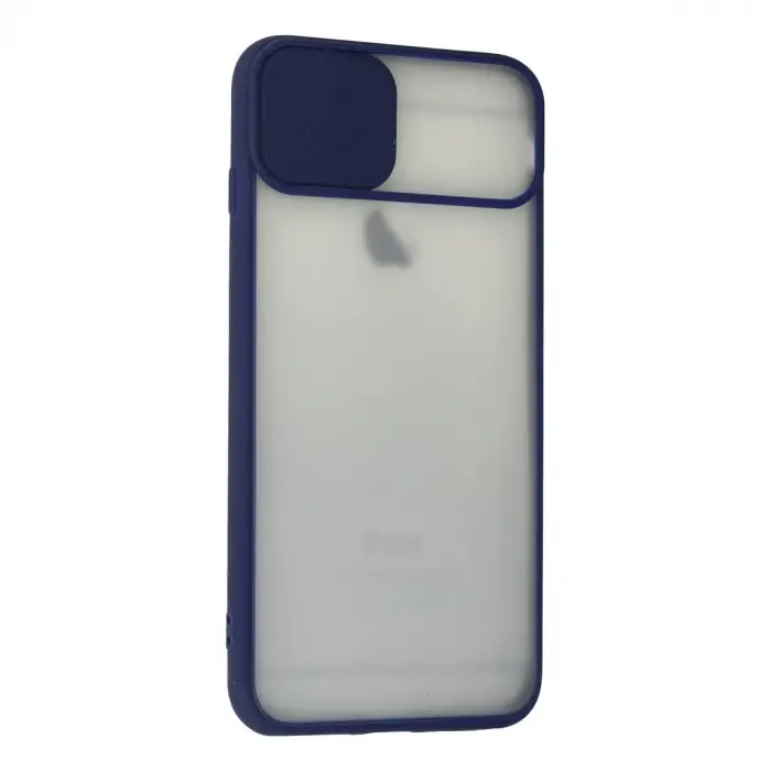 Apple İphone 6 Plus Kılıf Palm Buzlu Kamera Sürgülü Silikon - Lacivert