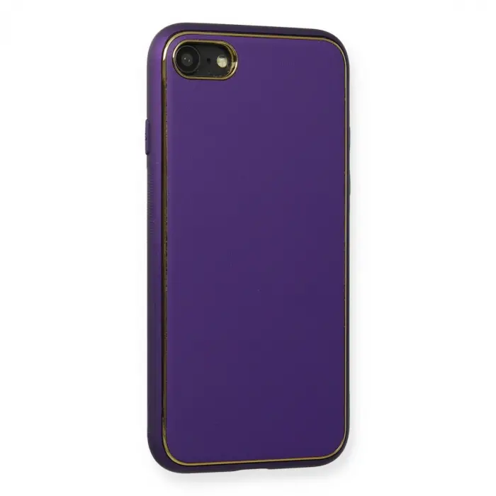 Apple İphone 7 Kılıf Coco Deri Silikon Kapak - Mor