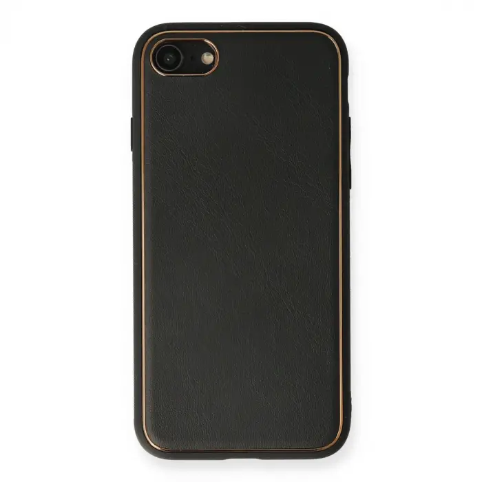 Apple İphone 7 Kılıf Coco Deri Silikon Kapak - Siyah