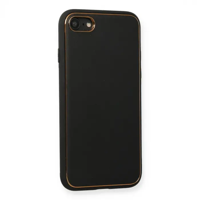 Apple İphone 7 Kılıf Coco Deri Silikon Kapak - Siyah