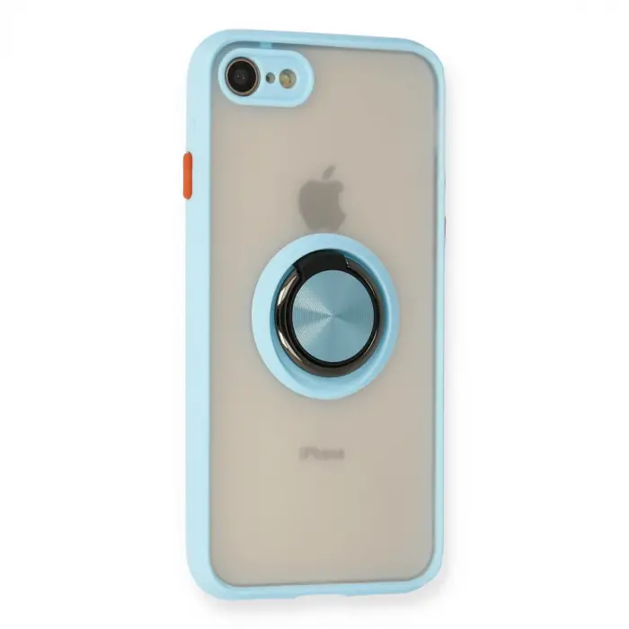 Apple İphone 7 Kılıf Montreal Yüzüklü Silikon Kapak - Buz Mavi