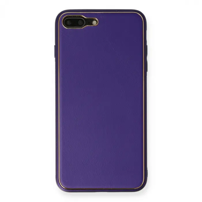 Apple İphone 7 Plus Kılıf Coco Deri Silikon Kapak - Mor