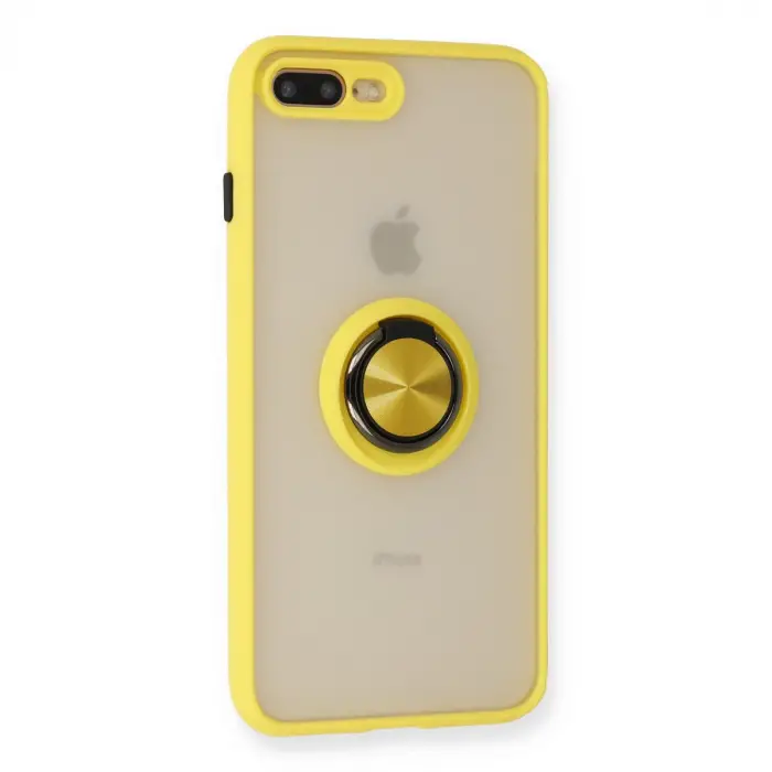 Apple İphone 7 Plus Kılıf Montreal Yüzüklü Silikon Kapak - Sarı