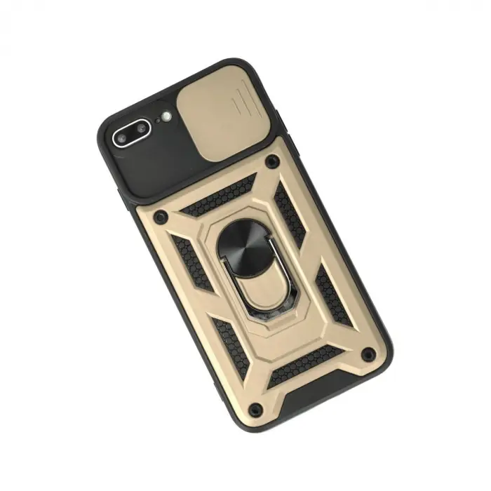 Apple İphone 7 Plus Kılıf Pars Lens Yüzüklü Silikon - Gold