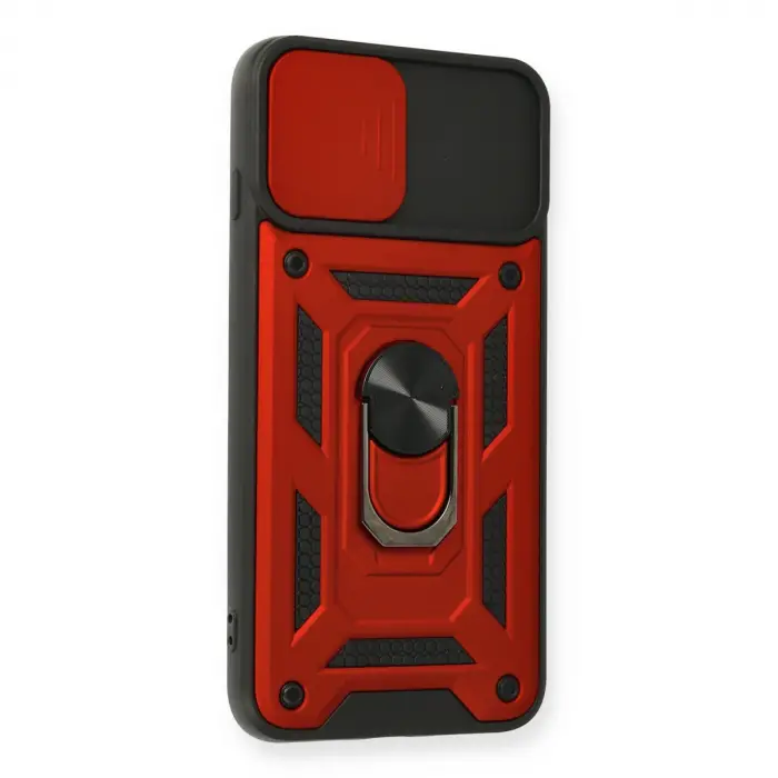 Apple İphone 7 Plus Kılıf Pars Lens Yüzüklü Silikon - Kırmızı