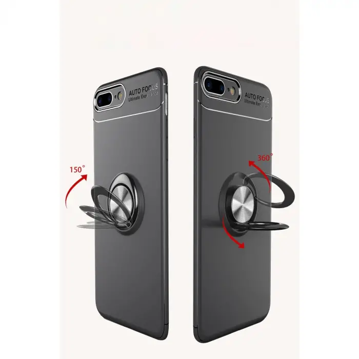Apple İphone 7 Plus Kılıf Range Yüzüklü Silikon - Kırmızı