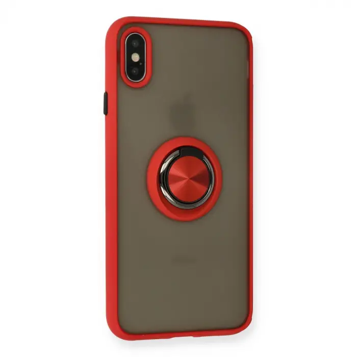 Apple İphone X Kılıf Montreal Yüzüklü Silikon Kapak - Kırmızı