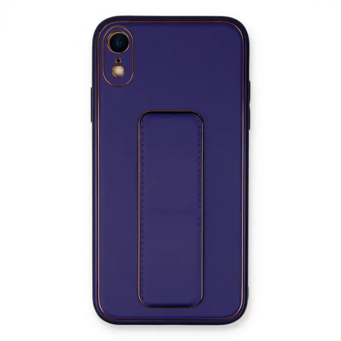 Apple İphone Xr Kılıf Coco Deri Standlı Kapak - Mor