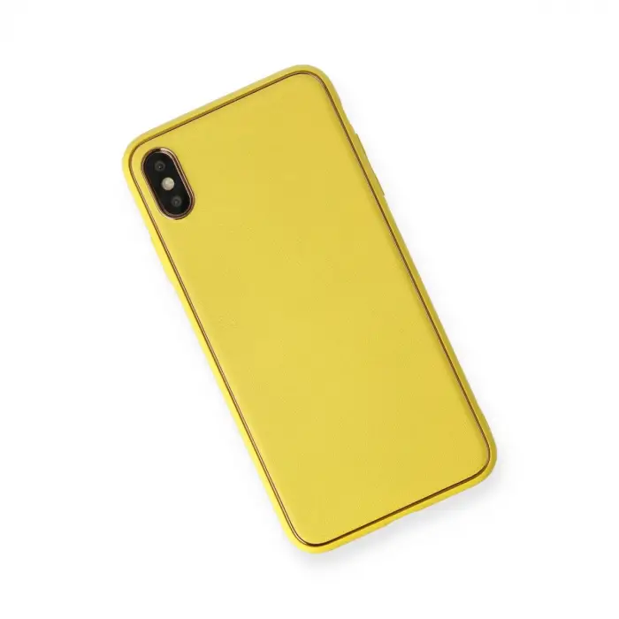 Apple İphone Xs Max Kılıf Coco Deri Silikon Kapak - Sarı