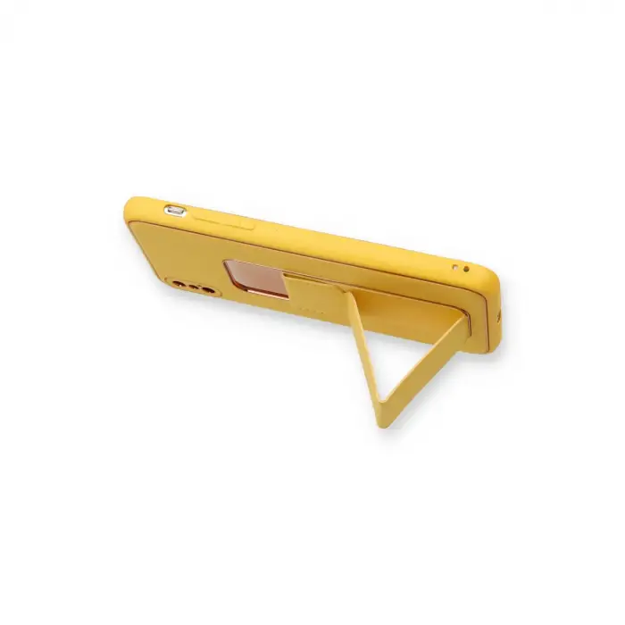 Apple İphone Xs Max Kılıf Coco Deri Standlı Kapak - Sarı