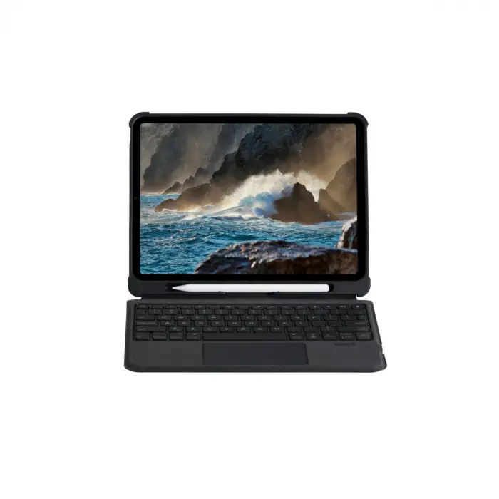 Apple T5209d İpad Pro 12.9 (2021) Kılıf İnter Ledli Klavyeli Tablet Kılıfı - Siyah