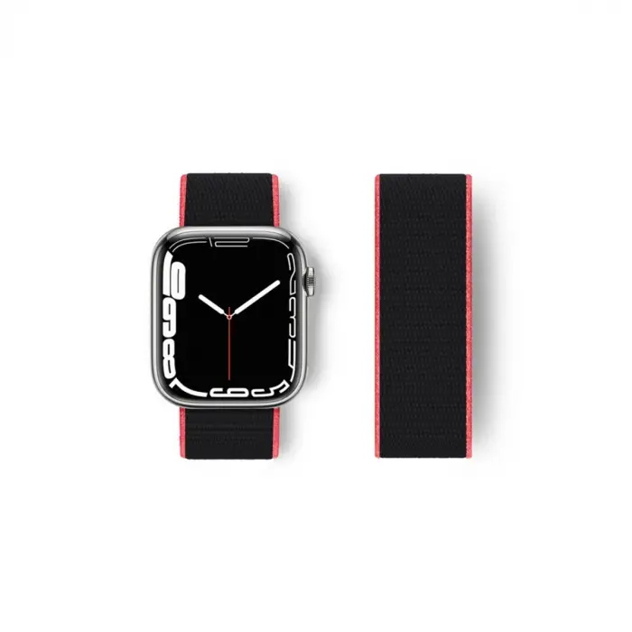 Apple Watch 38mm Hasırlı Cırtcırtlı Kordon (SAAT DEĞİLDİR) - Pembe-siyah