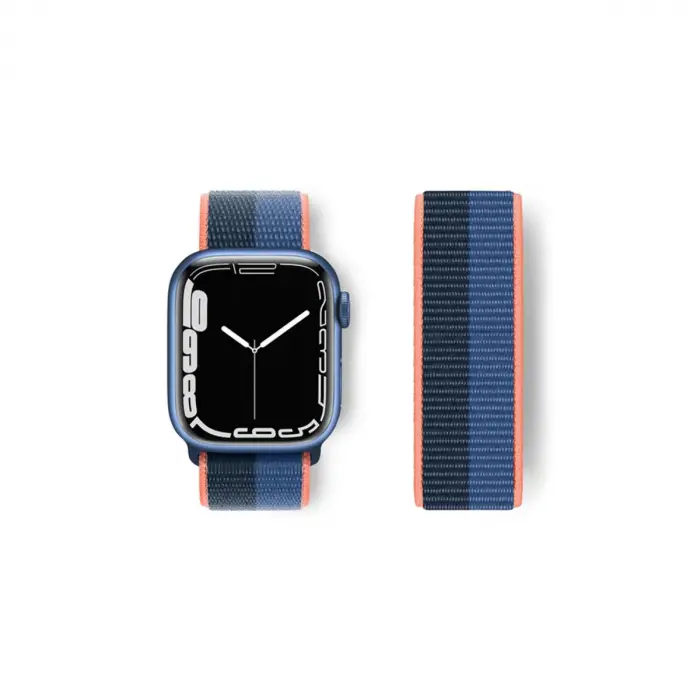 Apple Watch 38mm Hasırlı Cırtcırtlı Kordon (SAAT DEĞİLDİR) - Siyah-mavi