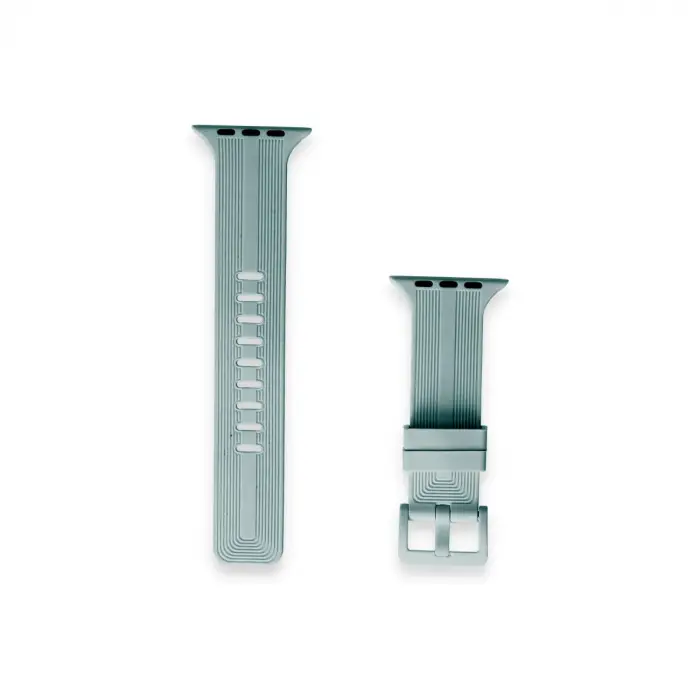 Apple Watch 38mm Kr408 Çizgili Silikon Kordon (SAAT DEĞİLDİR) - Yeşil