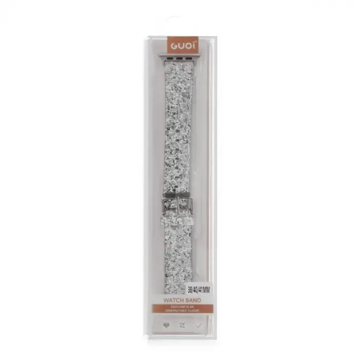 Apple Watch 38mm Ry Taşlı Kordon - Gümüş