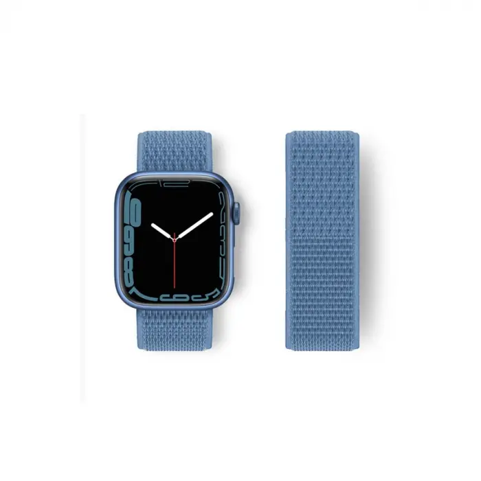 Apple Watch 42mm Hasırlı Cırtcırtlı Kordon (SAAT DEĞİLDİR) - Mavi
