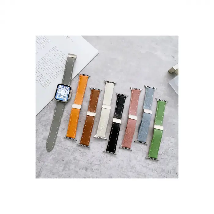 Apple Watch 42mm Kr414 Daks Deri Kordon (SAAT DEĞİLDİR) - Siyah