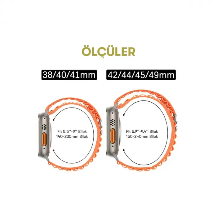 Apple Watch 42mm Mountain Kordon (SAAT DEĞİLDİR) - Beyaz-kırmızı