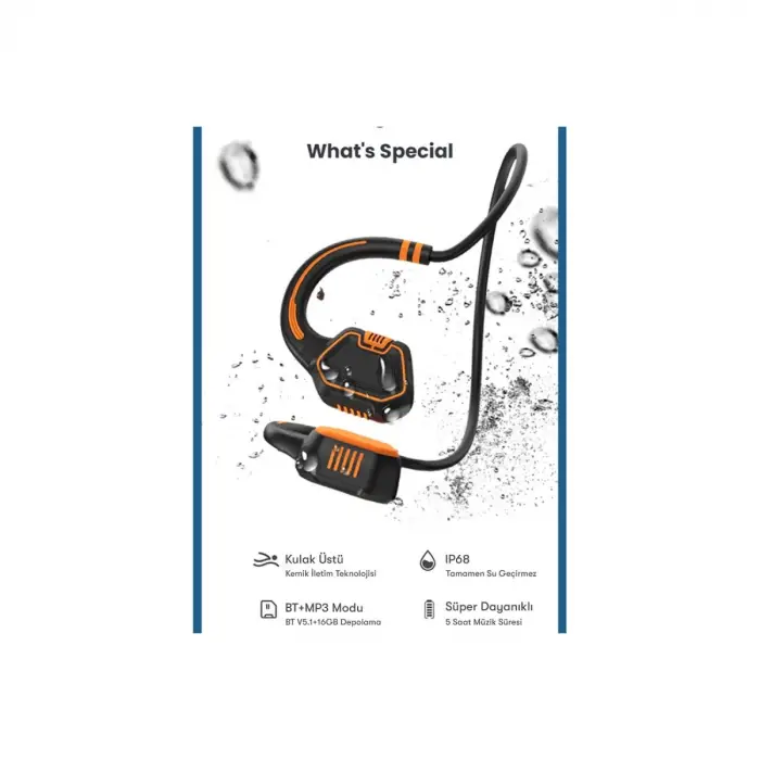 As9 Suya Dayanıklı Bluetooth Kulaklık - Siyah