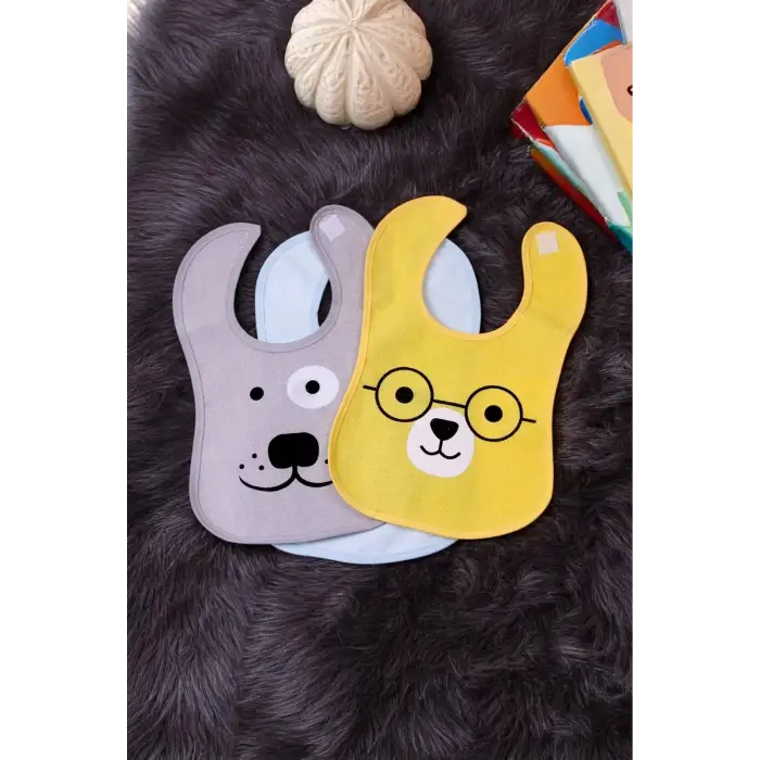 Bear Desenli 3lü Sıvı Geçirmez Bebek Mama Önlüğü 0-18 Ay - Sarı