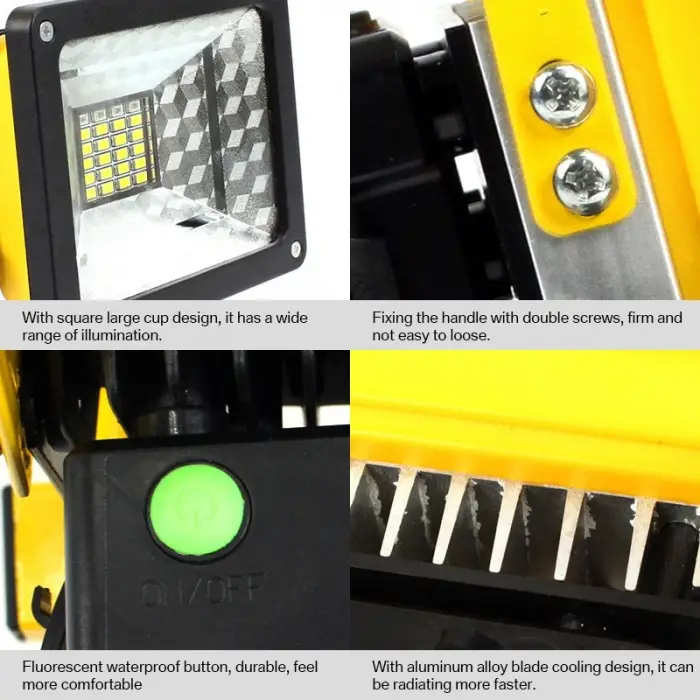 Br P30 Ip65 Waterproof 20led 30w Taşınabilir Şarjlı Led Projektör