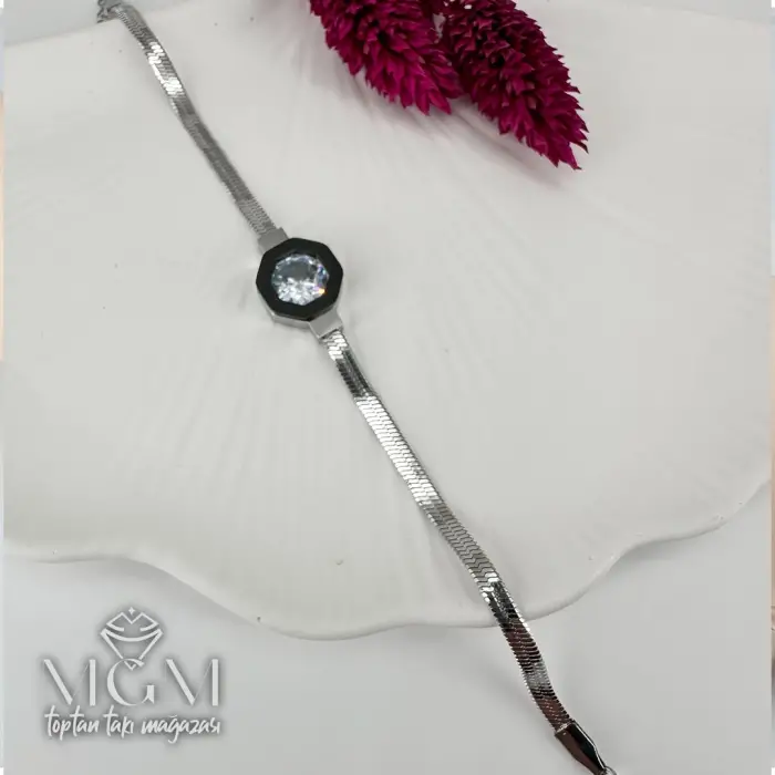 Rodyum Çelik Bileklikler 17+5 Cm Uzatma Payı - Kbl0135